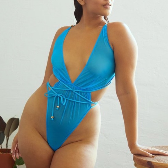 Savage X Fenty Other - Savage X Fenty Gathered Mesh Blue Teddy